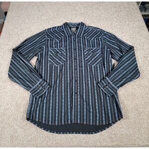 Southern Thread Mens Large Pearl Snap Western Rodeo Shirt Long Sleeve Button Up